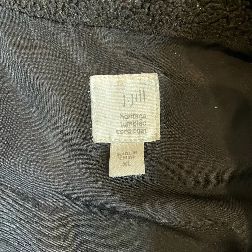 J. Jill Heritage Tumbled Cord Jacket Women's Size XL Black Washed 100% Cotton